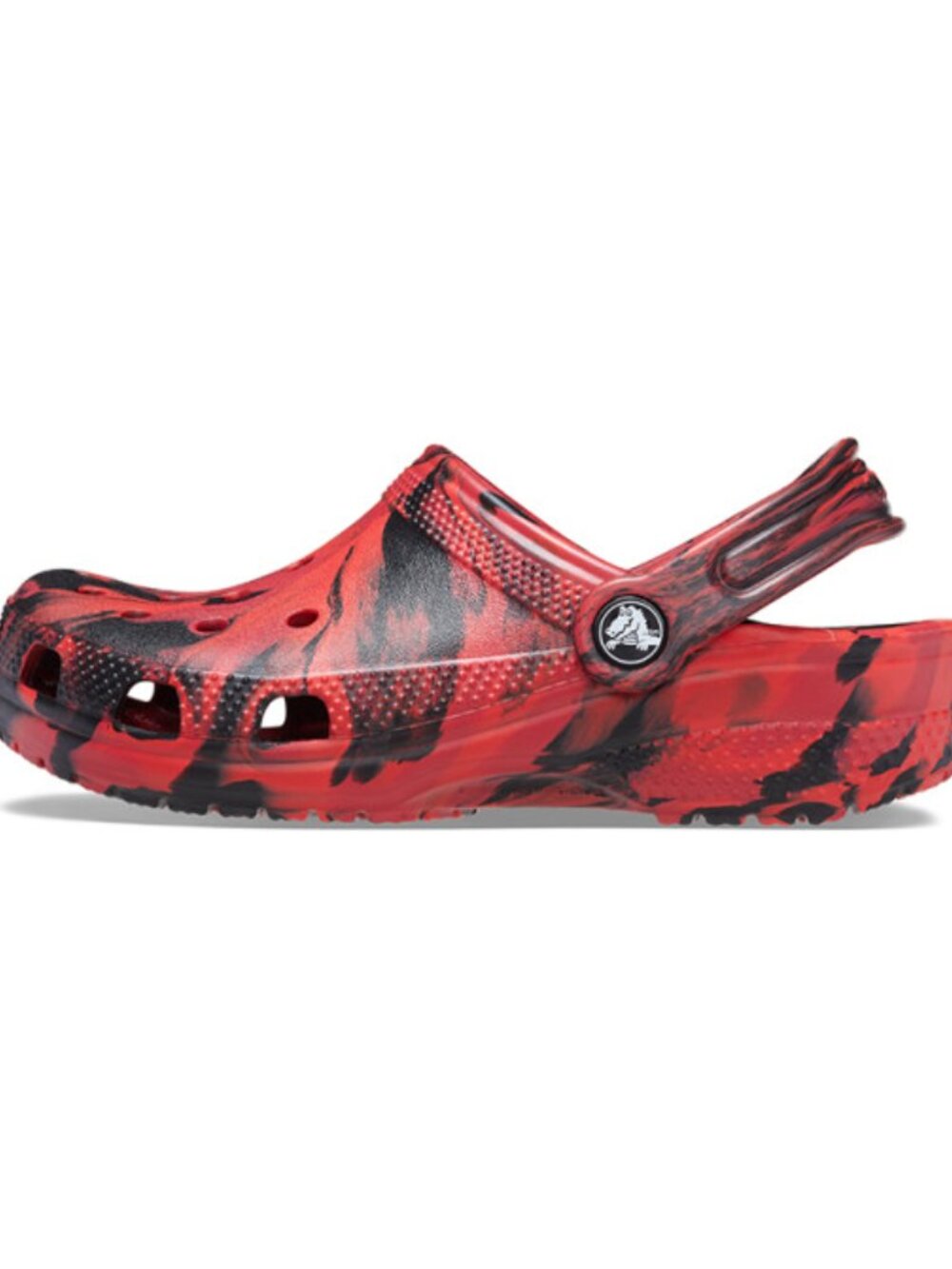 Crocs Boy's Black Red Classic Marbled Adjustable Slip-On Casual Clogs Size 4